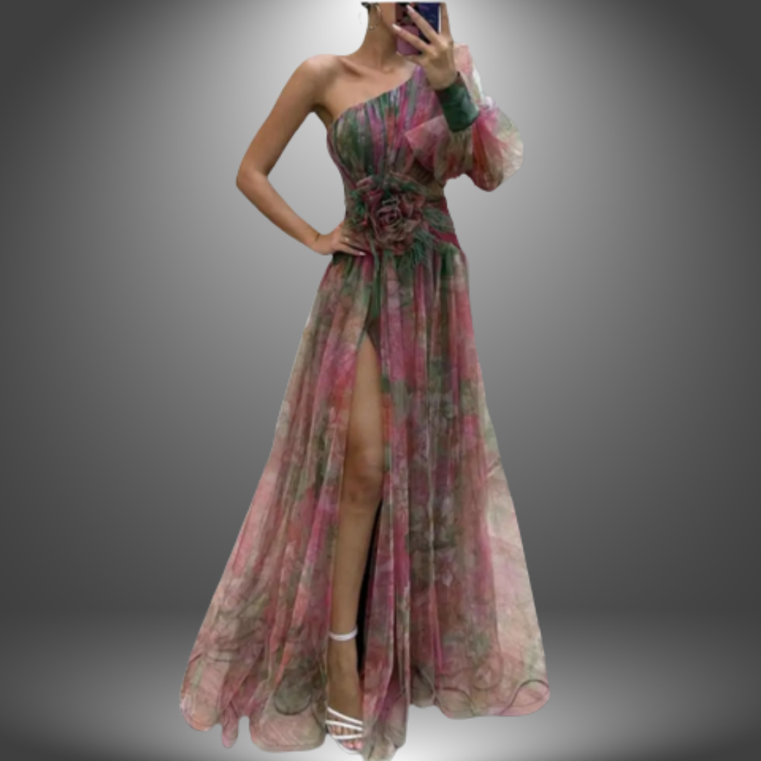 Addison | Vestido Maxi con Estampado Floral y Un Hombro