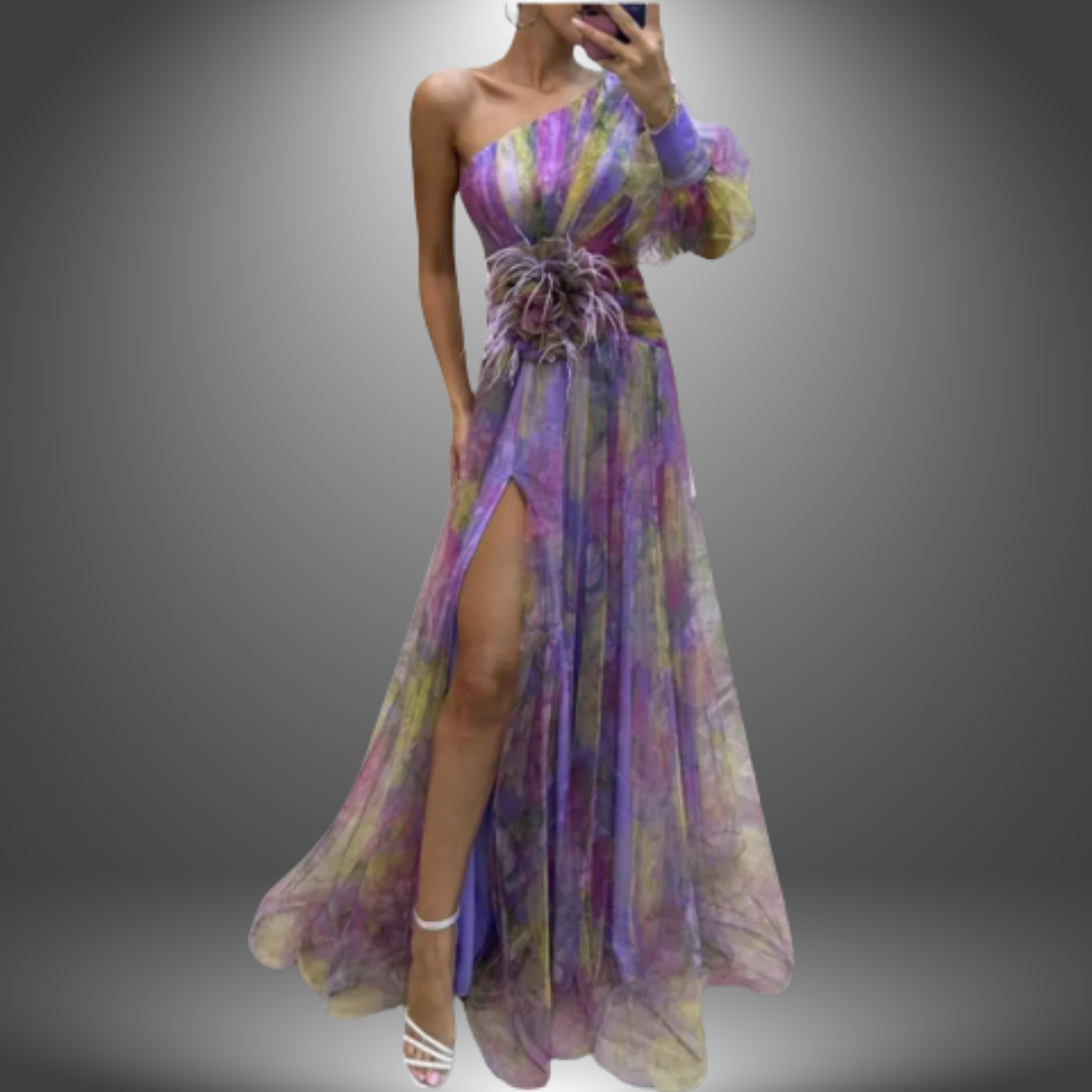 Addison | Vestido Maxi con Estampado Floral y Un Hombro