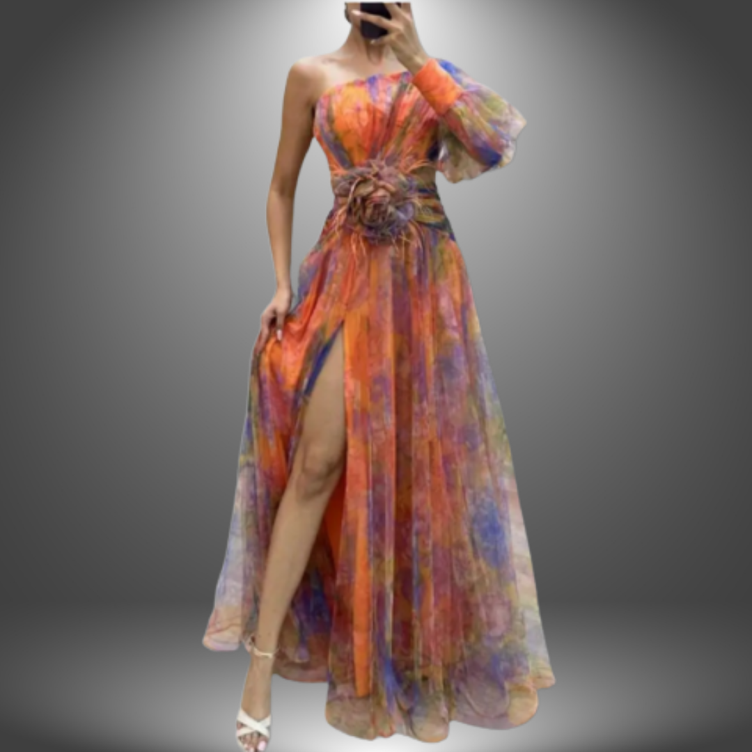 Addison | Vestido Maxi con Estampado Floral y Un Hombro