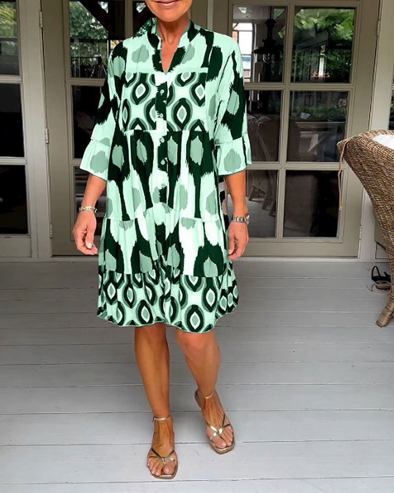 Laluna® | Vestido estampado con mangas 3/4