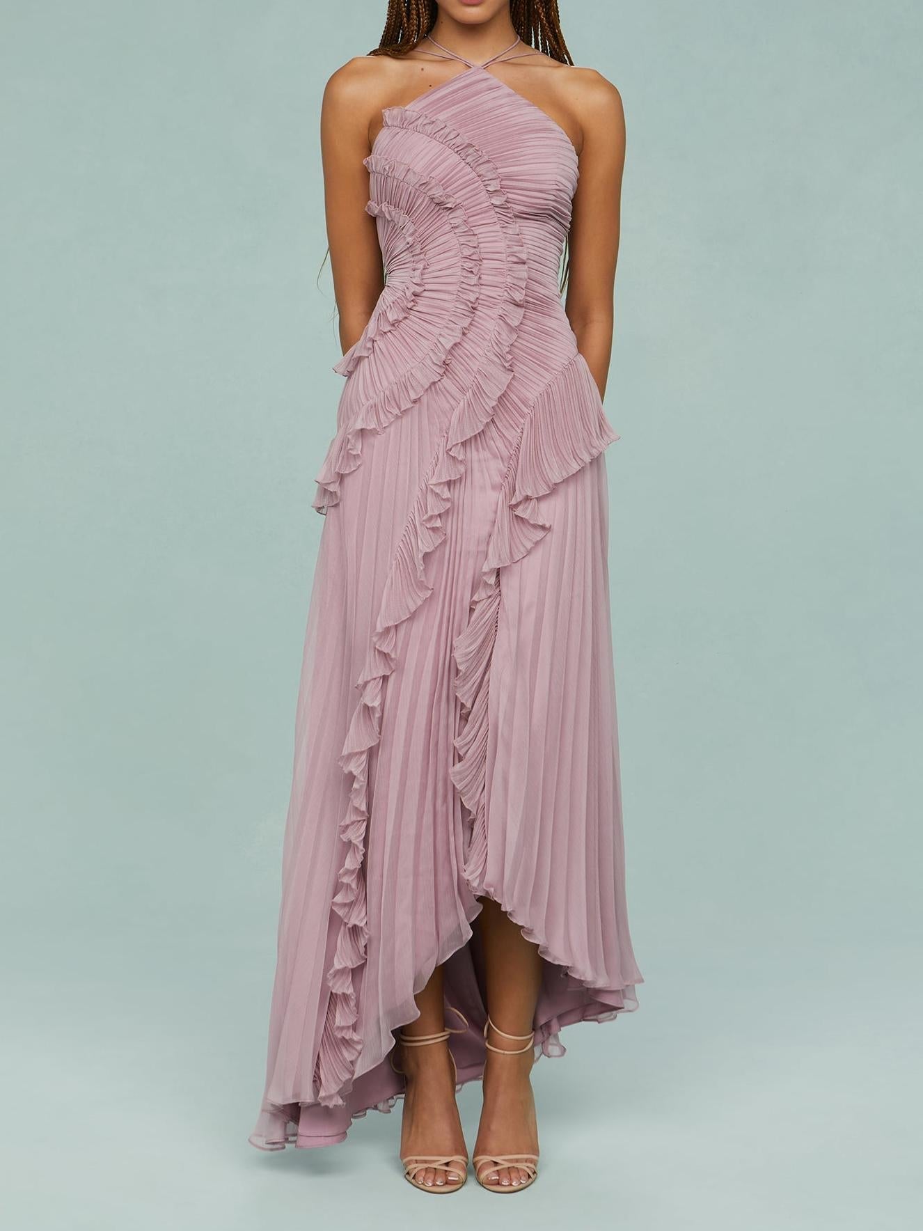 Mireva™ | vestido largo y fluido con estampado de olas oceánicas