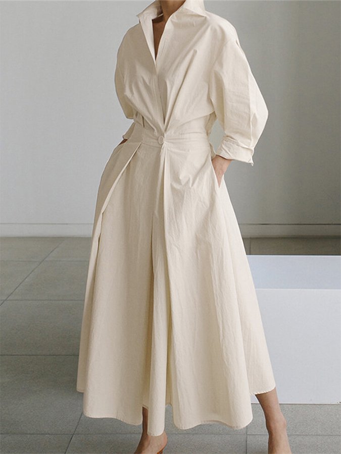 Clemence | Elegante Vestido Midi con Cierre de Botones