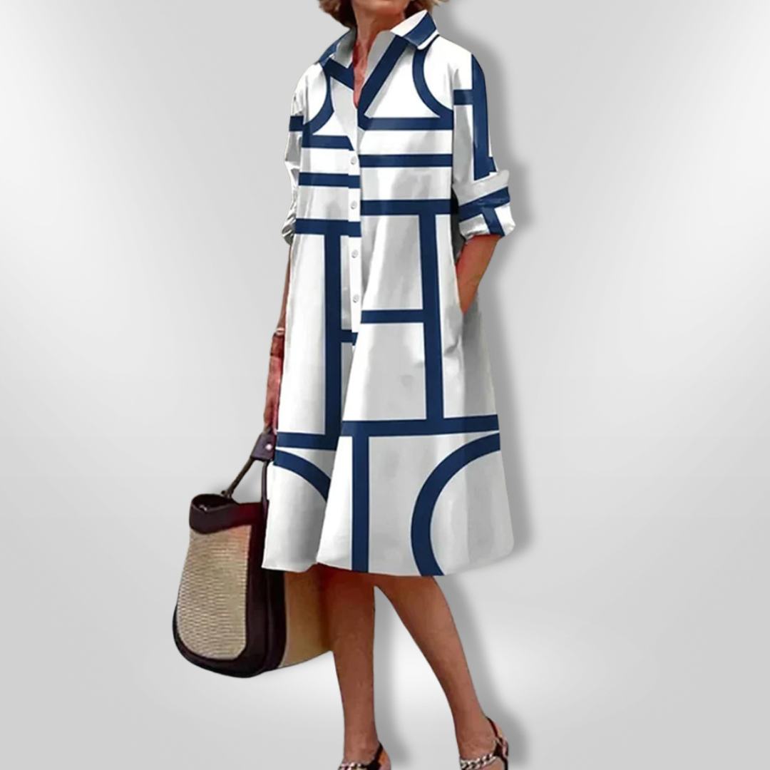 Estelle | Vestido Elegante Geométrico con Botones