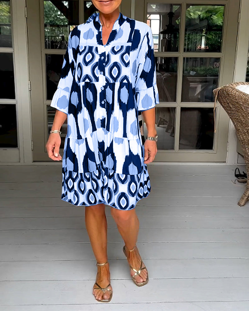 Laluna® | Vestido estampado con mangas 3/4