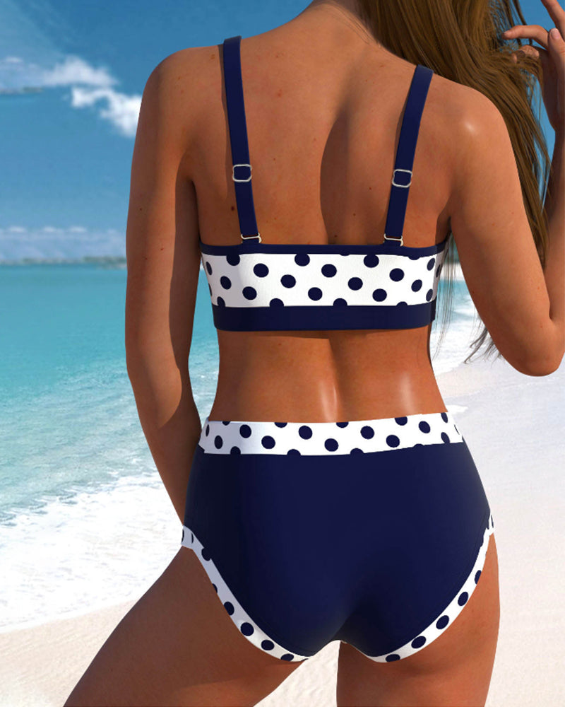 Liesbeth - Bikini de Cintura Alta con Diseño de Patchwork