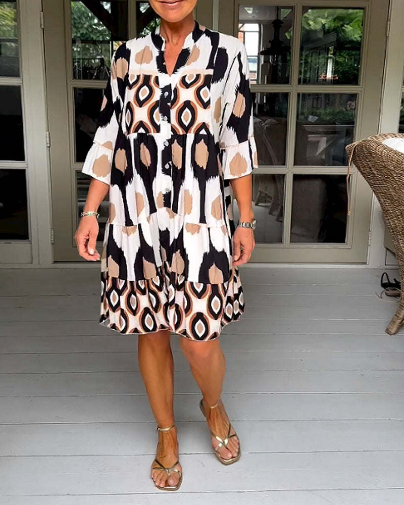 Laluna® | Vestido estampado con mangas 3/4