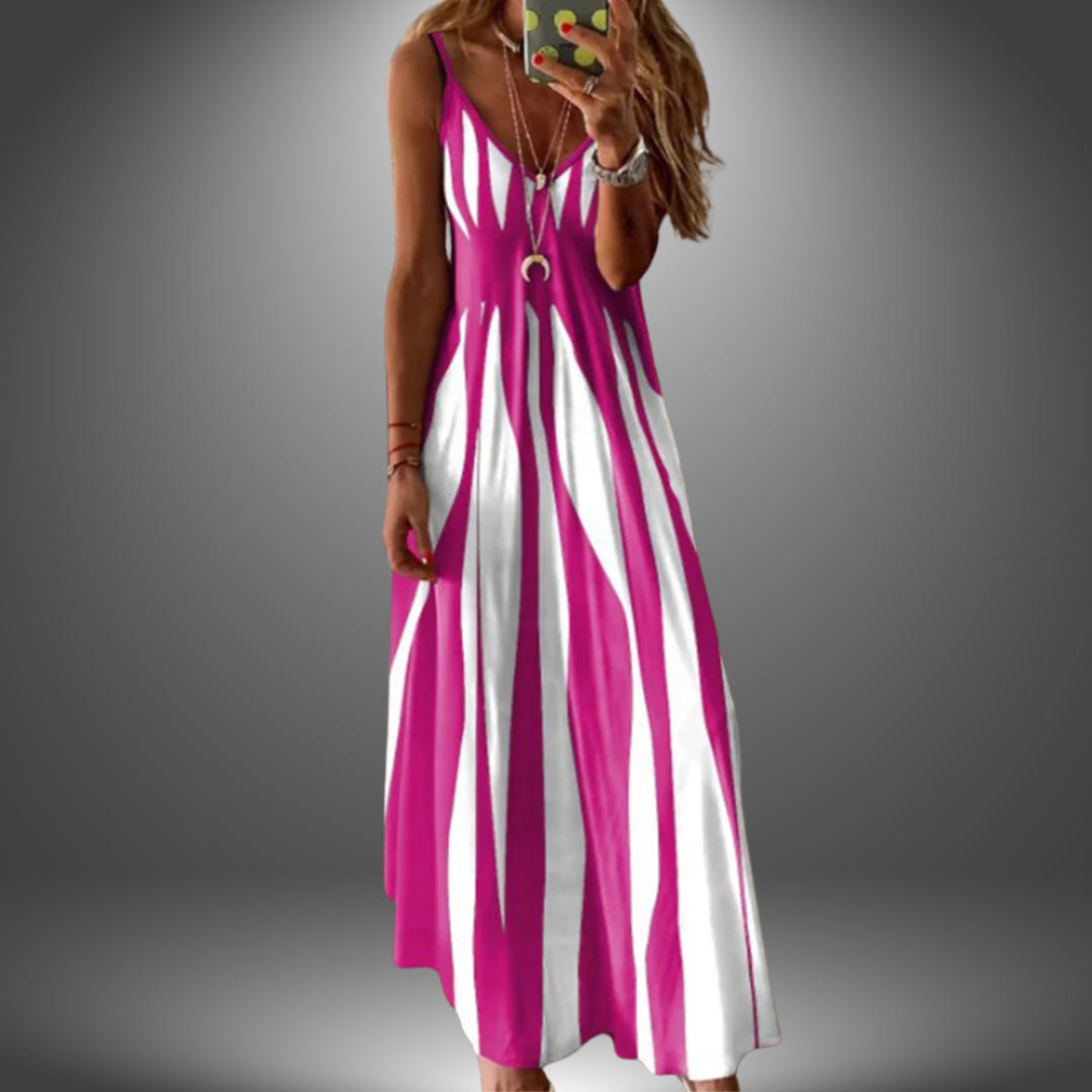 Alicia | Vestido Maxi Sin Mangas Rayado