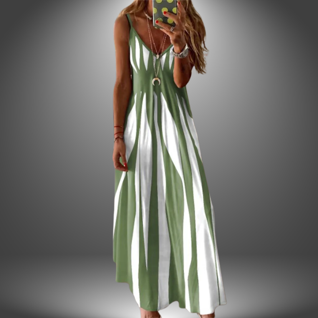 Alicia | Vestido Maxi Sin Mangas Rayado
