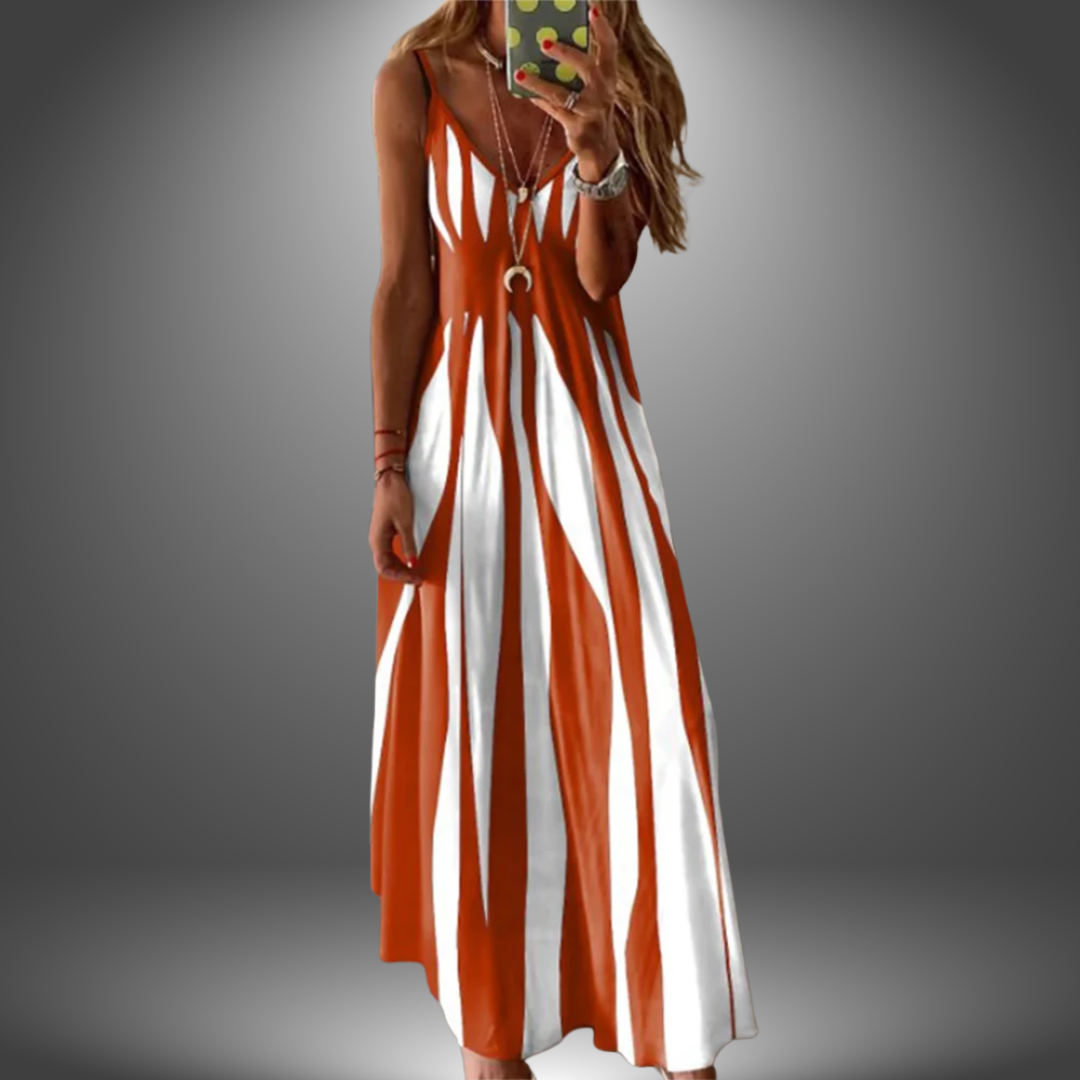 Alicia | Vestido Maxi Sin Mangas Rayado