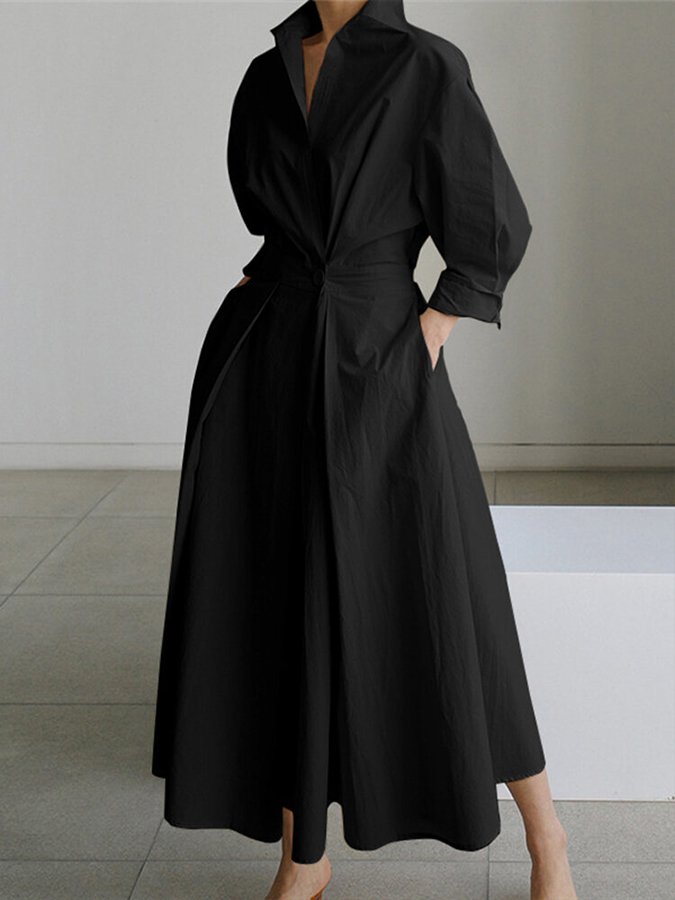 Clemence | Elegante Vestido Midi con Cierre de Botones