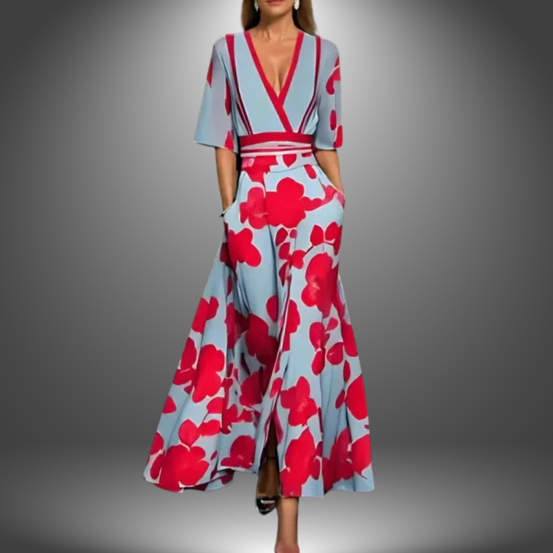 Alexa | Maxi Vestido Fleurie Chic con escote en V