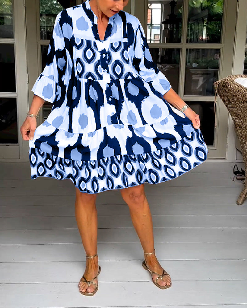 Laluna® | Vestido estampado con mangas 3/4