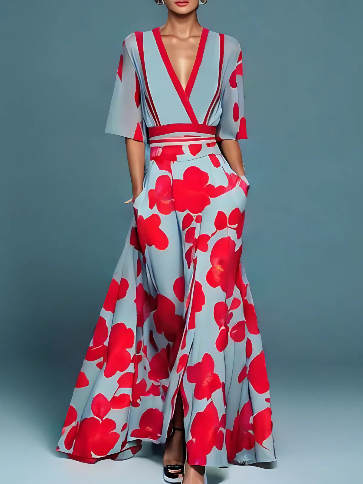 Laure | Vestido Portefeuille Elegante con Flores