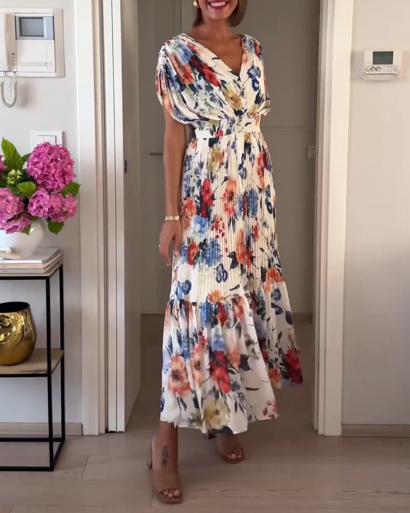 Carrie - Vestido Maxi Floral Suave con Escote en V