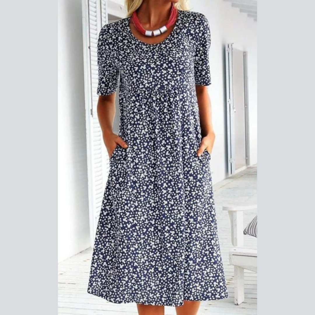 Amara | Elegante vestido midi con estampado floral