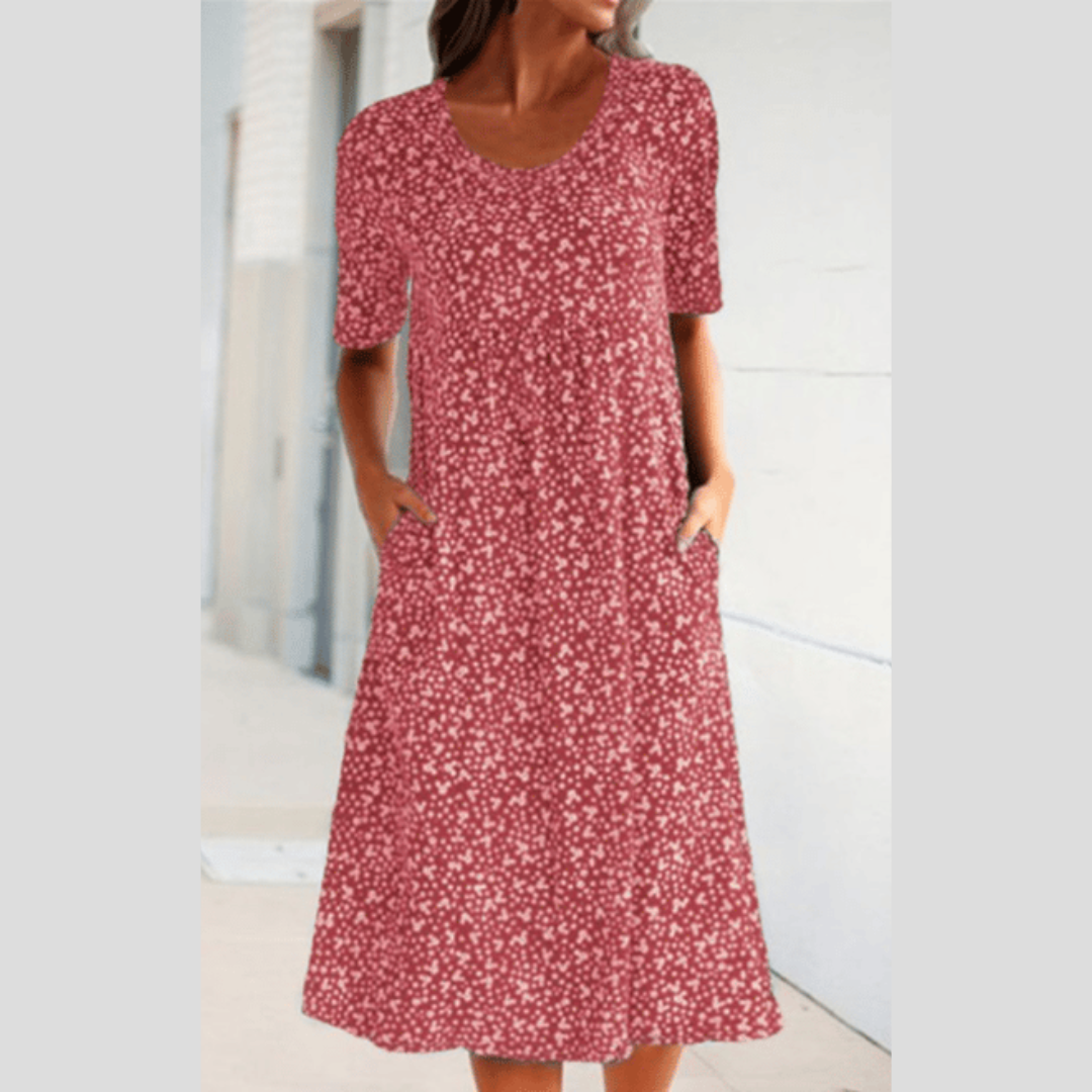 Amara | Elegante vestido midi con estampado floral