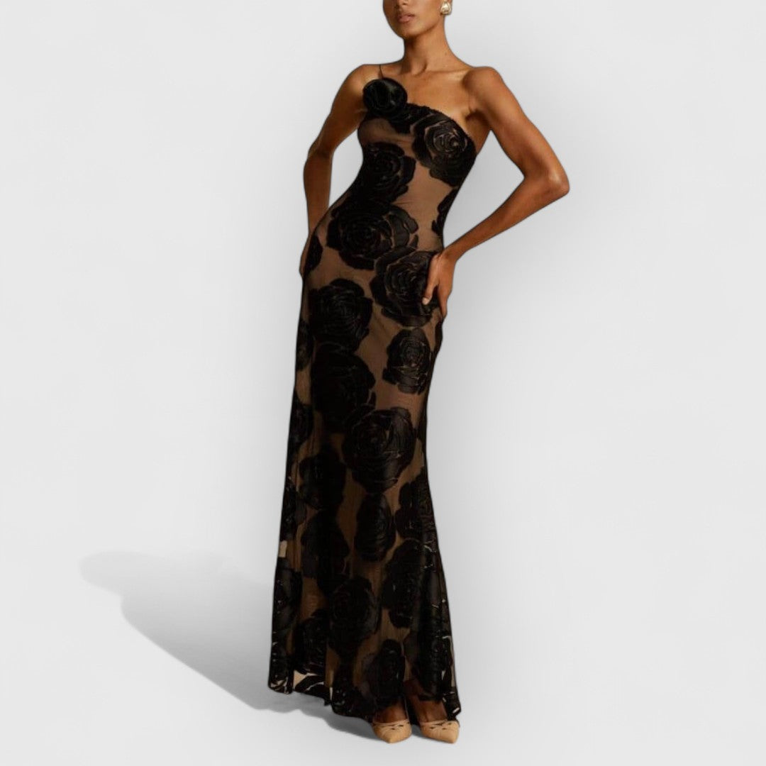 Reina | Vestido Maxí Premium con Estampado de Flores