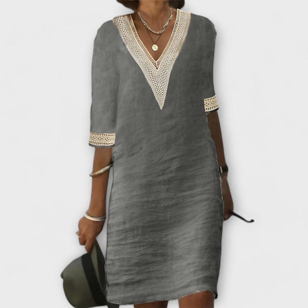 Emelia | Vestido de cuello en V inspirado en el estilo bohemio