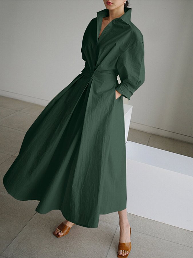 Clemence | Elegante Vestido Midi con Cierre de Botones