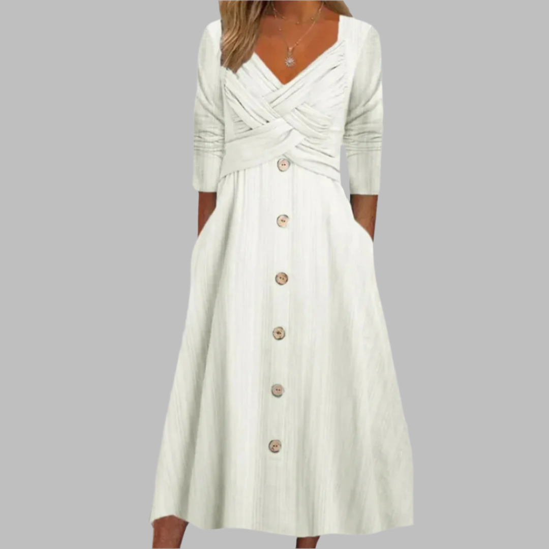 Veronika | Vestido Elegante Moldeador con Botones y Detalles Diagonales