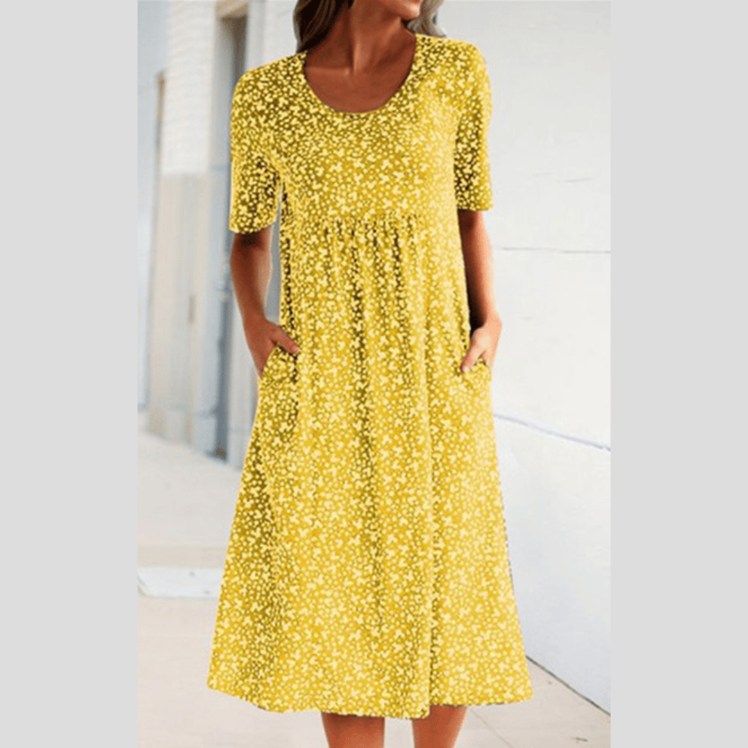 Amara | Elegante vestido midi con estampado floral