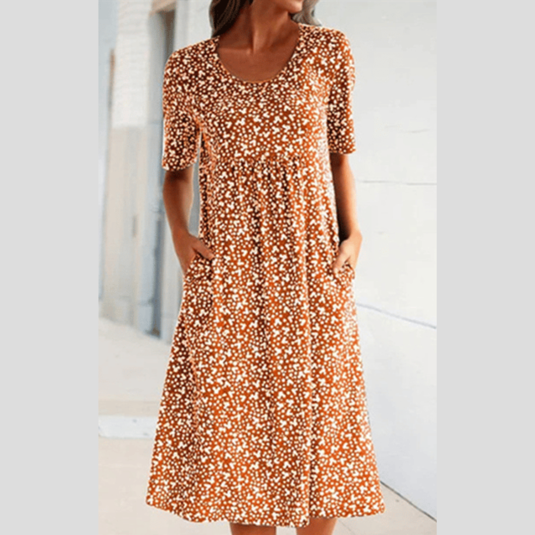 Amara | Elegante vestido midi con estampado floral