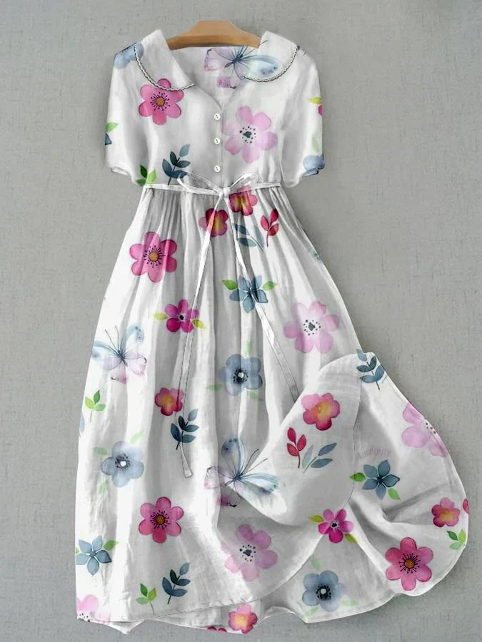 BLOSH | Floral Dress with Waist Tie in Trendy Style