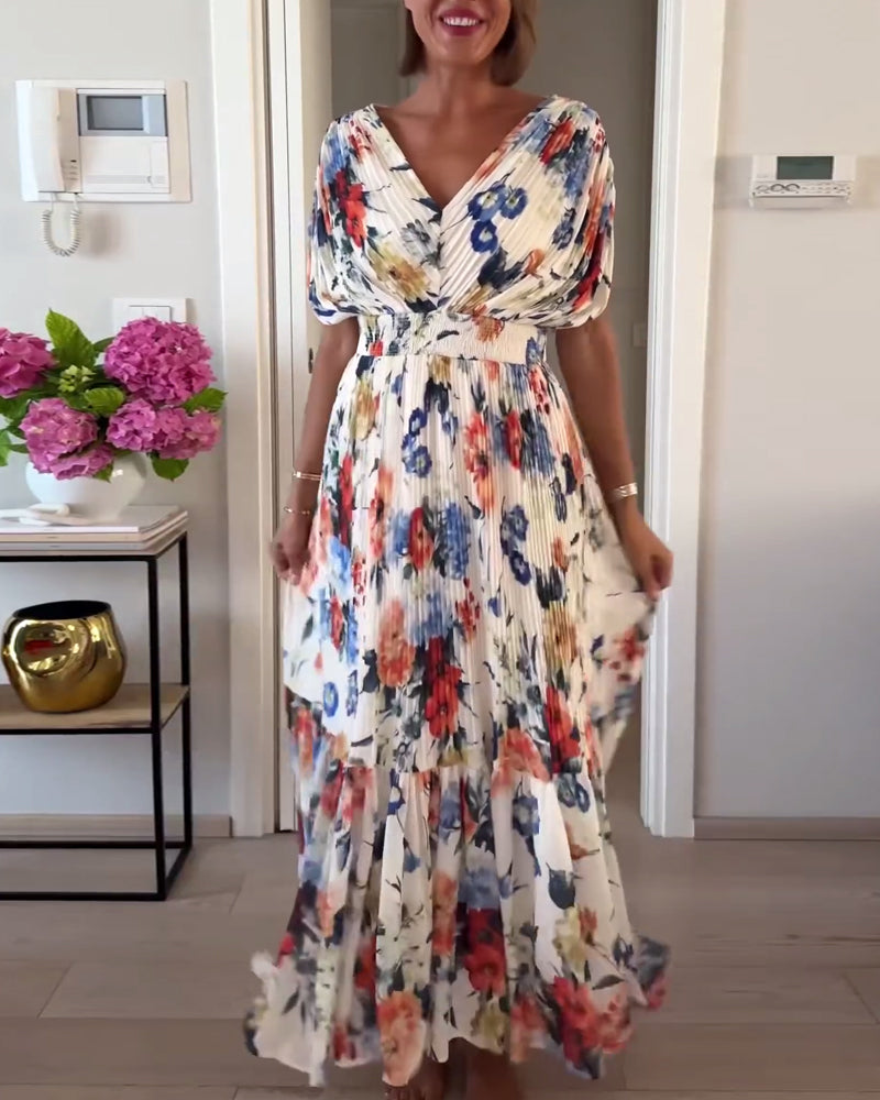 Carrie - Vestido Maxi Floral Suave con Escote en V