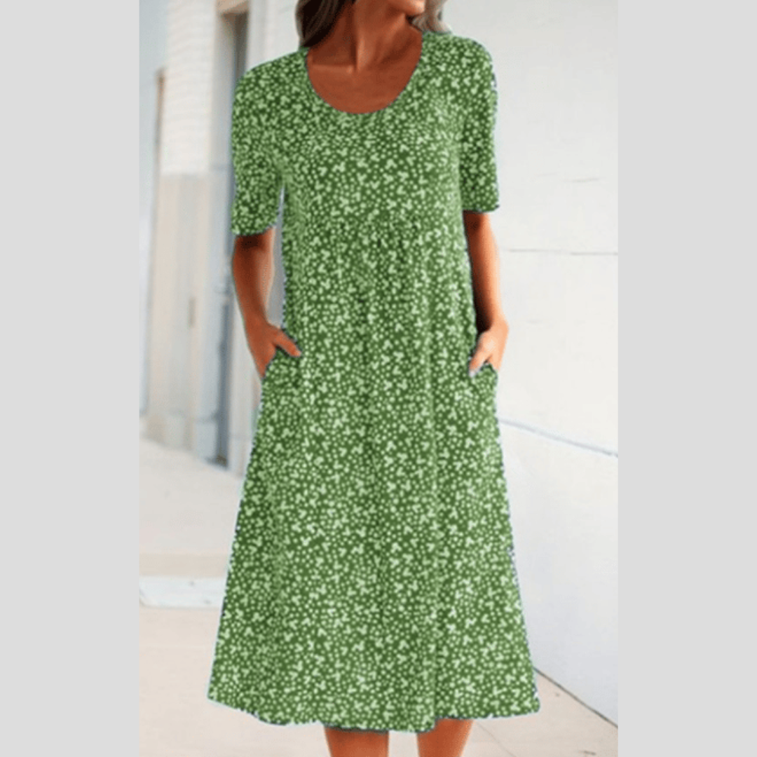 Amara | Elegante vestido midi con estampado floral