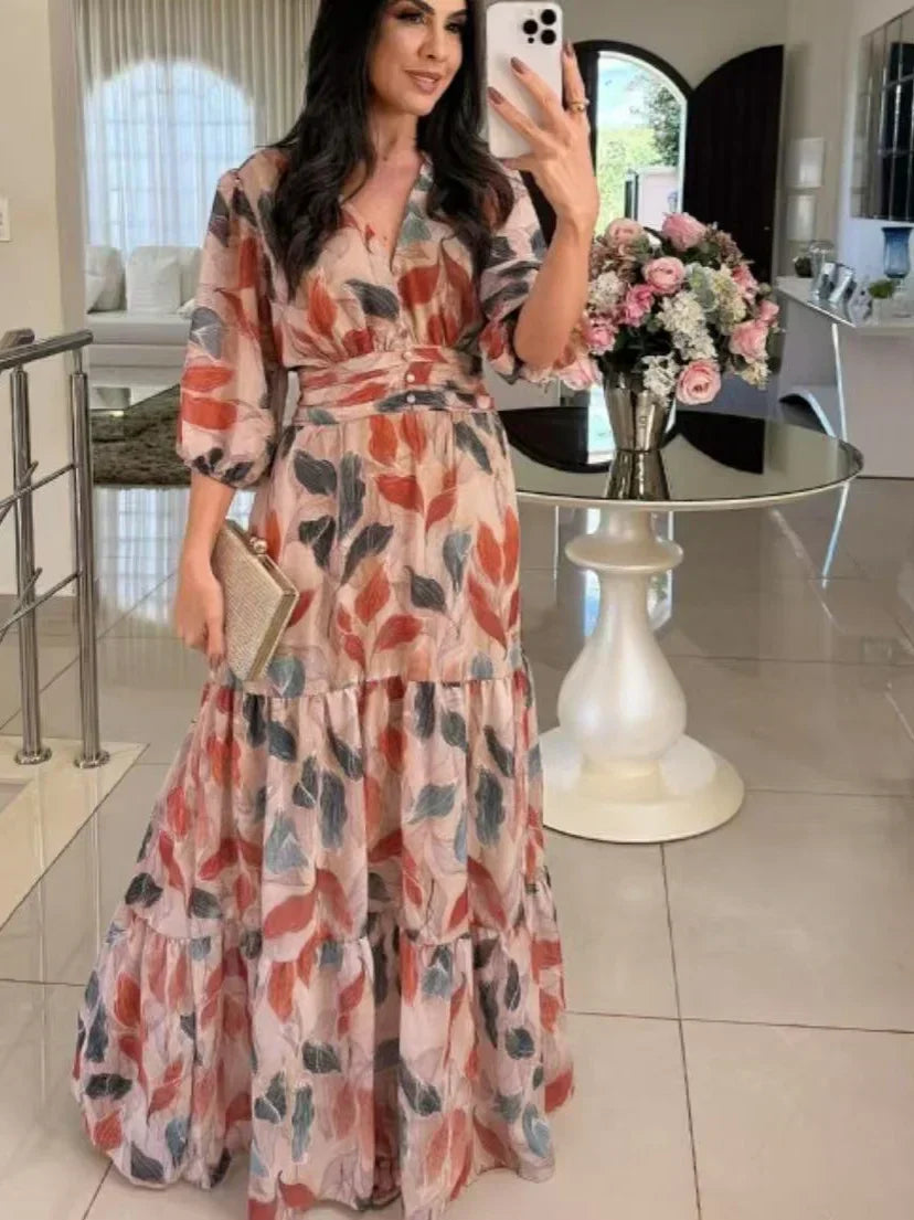 CLAUDIA | Vestido Largo Floral con Ajuste Cómodo para Días Elegantes