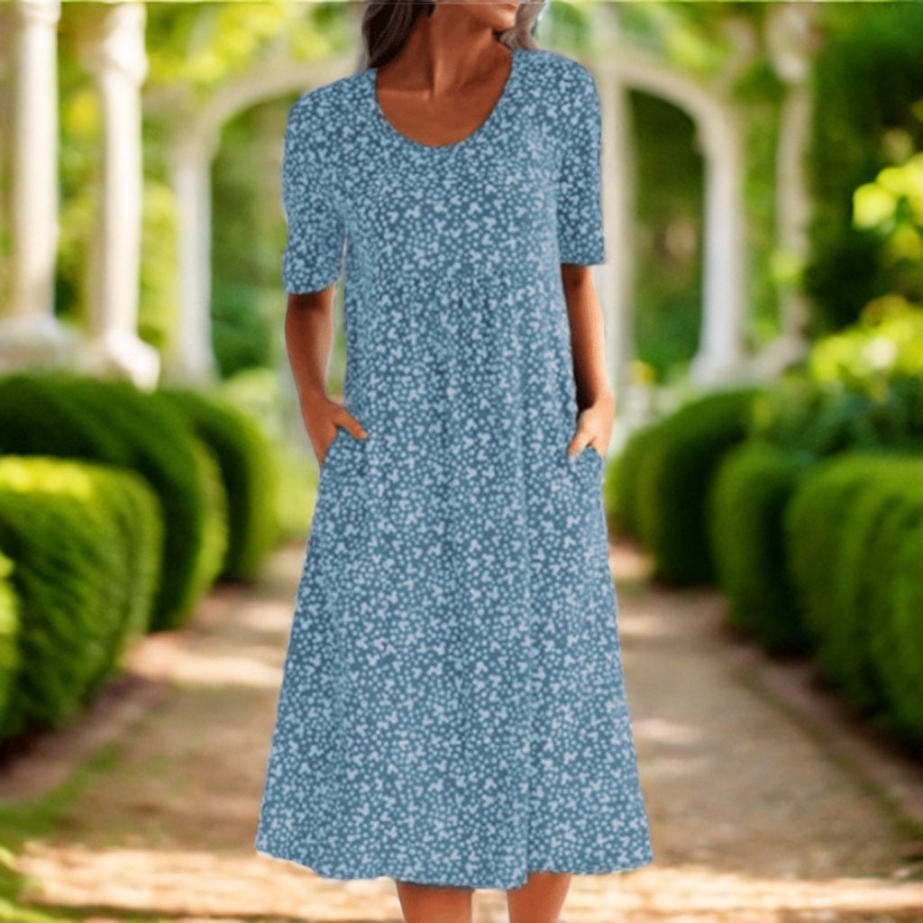 Amara | Elegante vestido midi con estampado floral