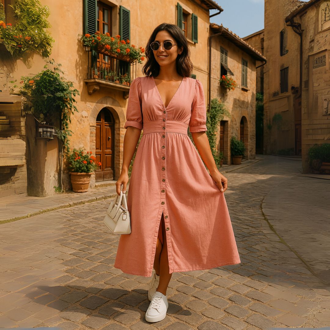 Murphy | Vestido de mezclilla con acentos elegantes