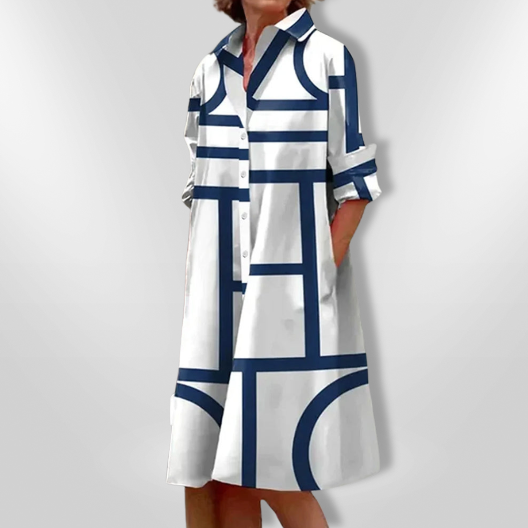 Estelle | Vestido Elegante Geométrico con Botones