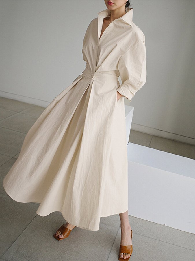 Clemence | Elegante Vestido Midi con Cierre de Botones