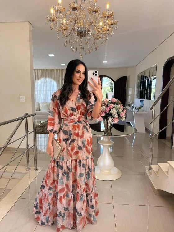 CLAUDIA | Vestido Largo Floral con Ajuste Cómodo para Días Elegantes