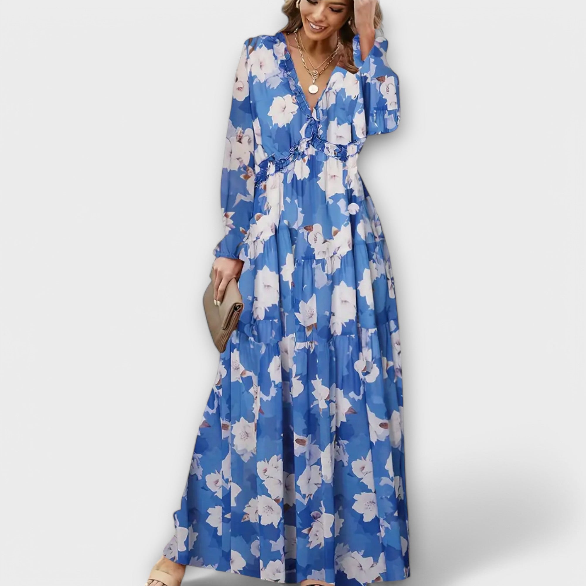 Elle | Maxi vestido floral con escote en V