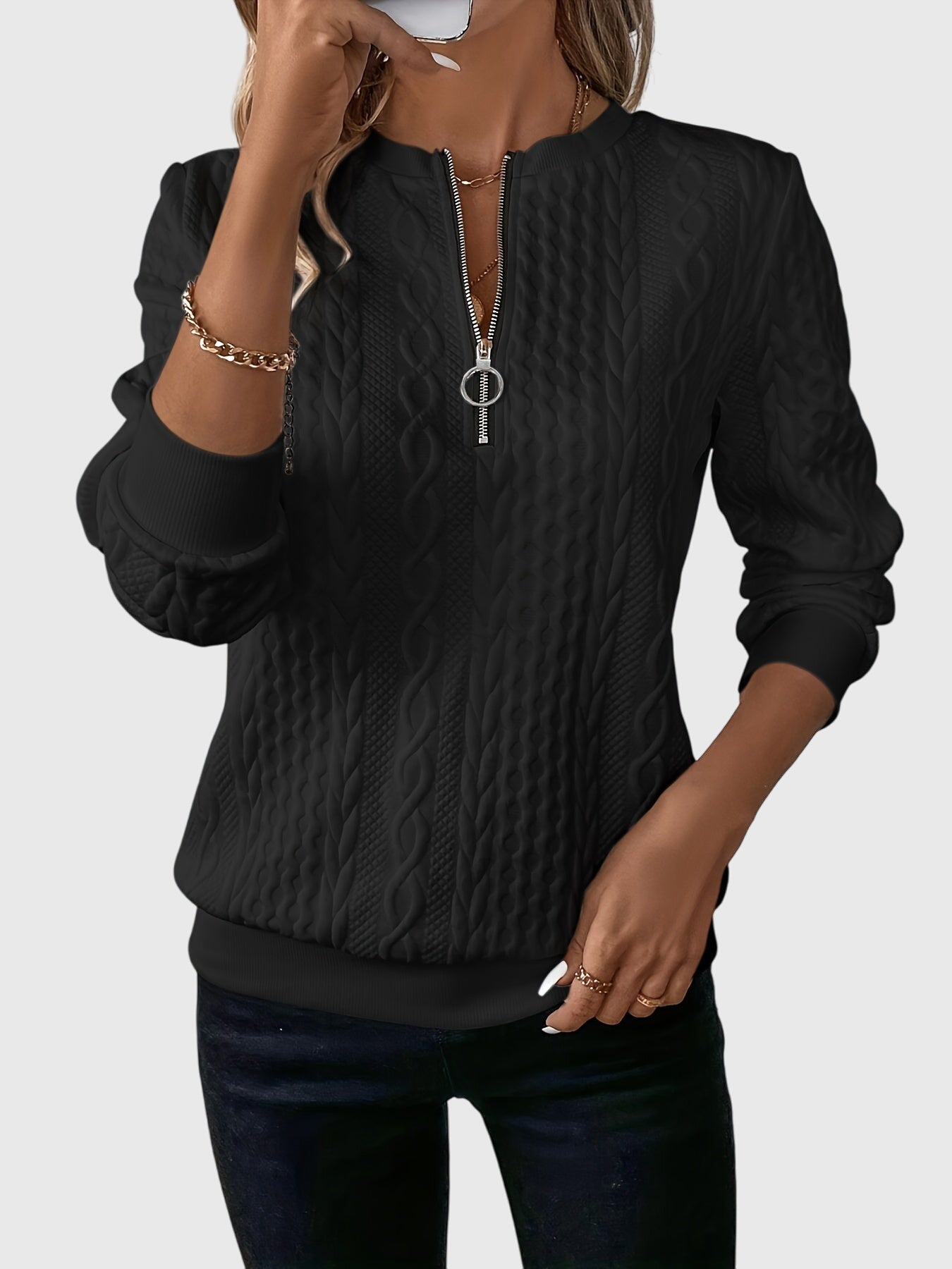 Nora | Elegant Half Zip Sweater