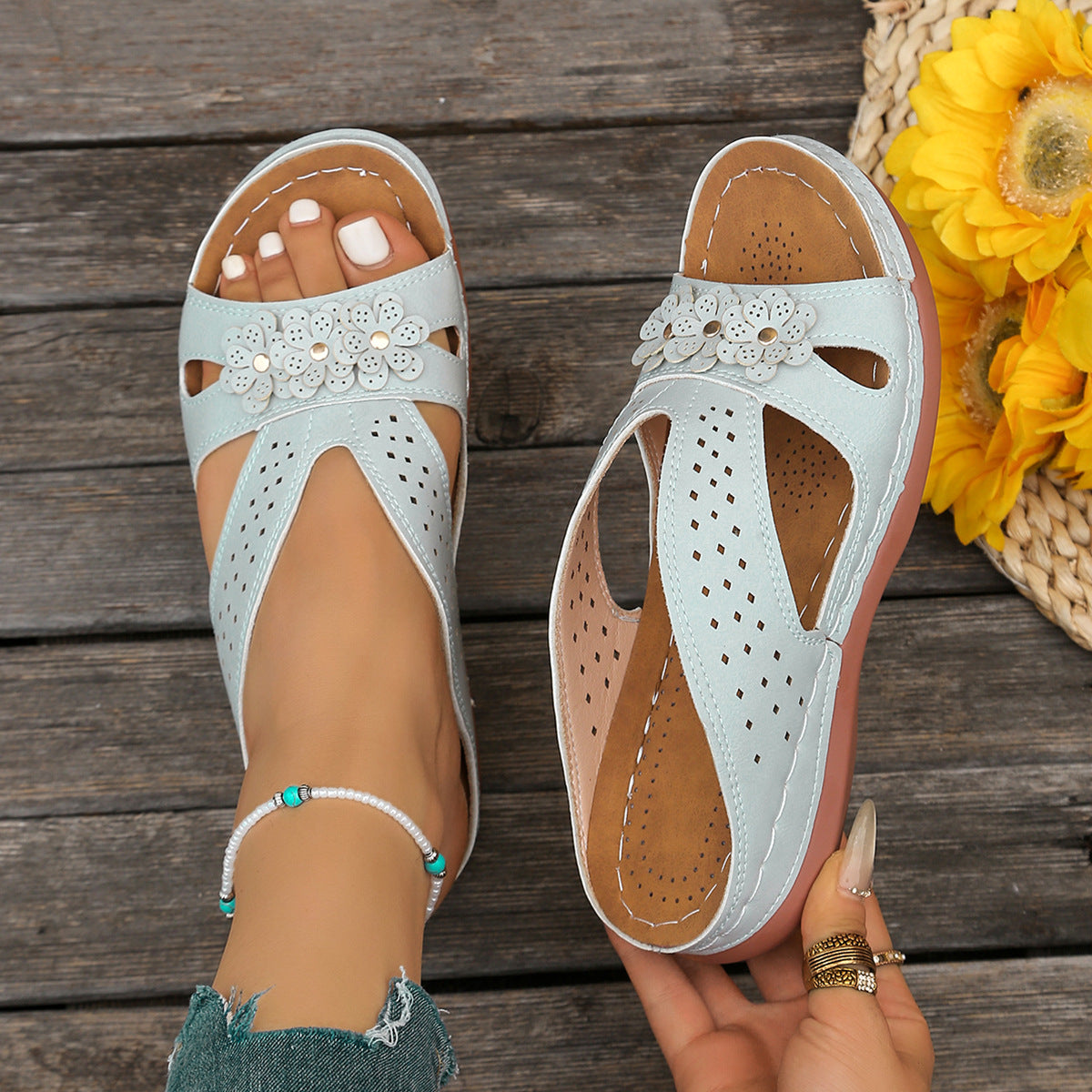 Norabel™ - Orthopedic Comfort Wedge Sandals – Stability, Lightness, and Natural Posture