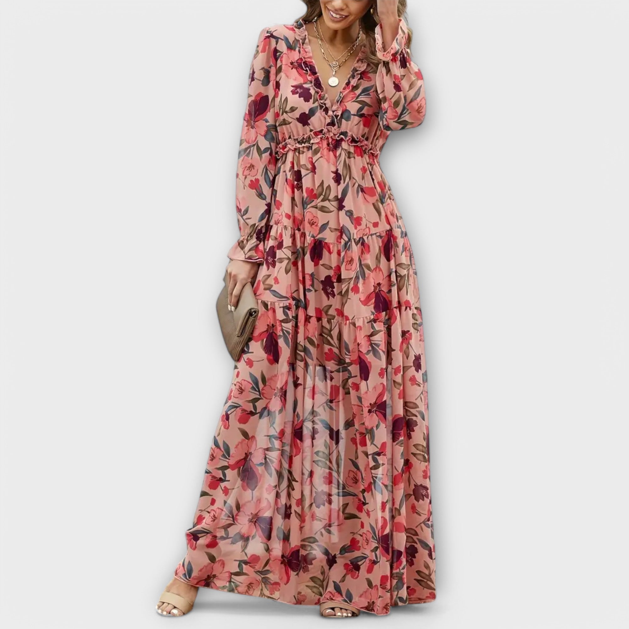 Elle | Maxi vestido floral con escote en V