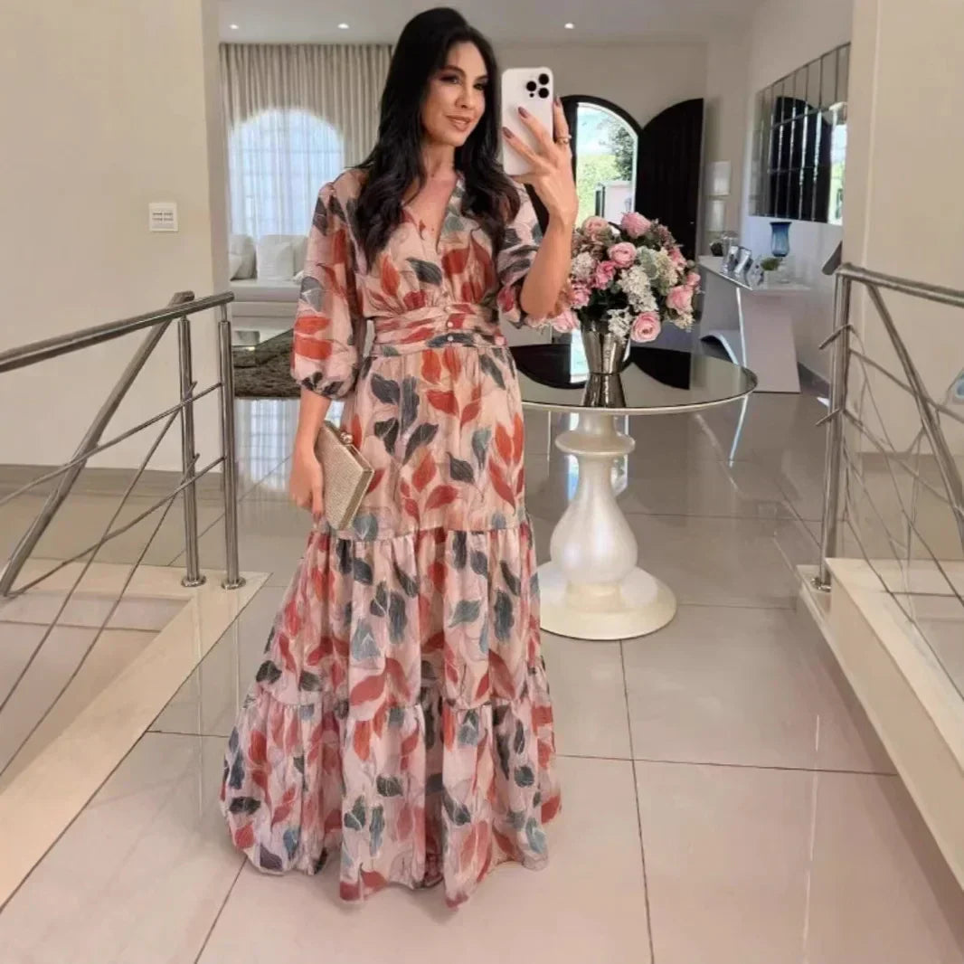 CLAUDIA | Vestido Largo Floral con Ajuste Cómodo para Días Elegantes