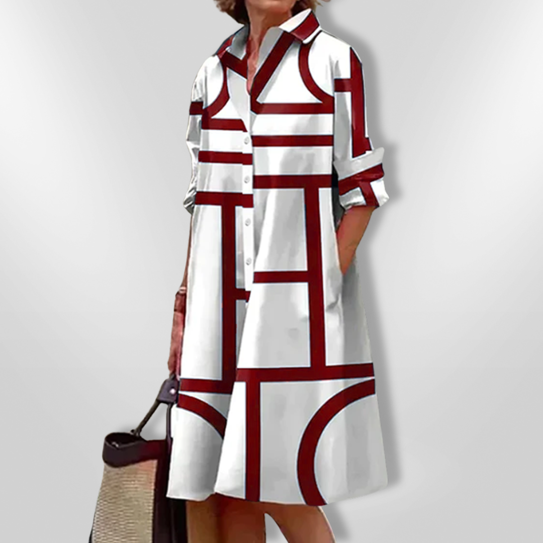 Estelle | Vestido Elegante Geométrico con Botones