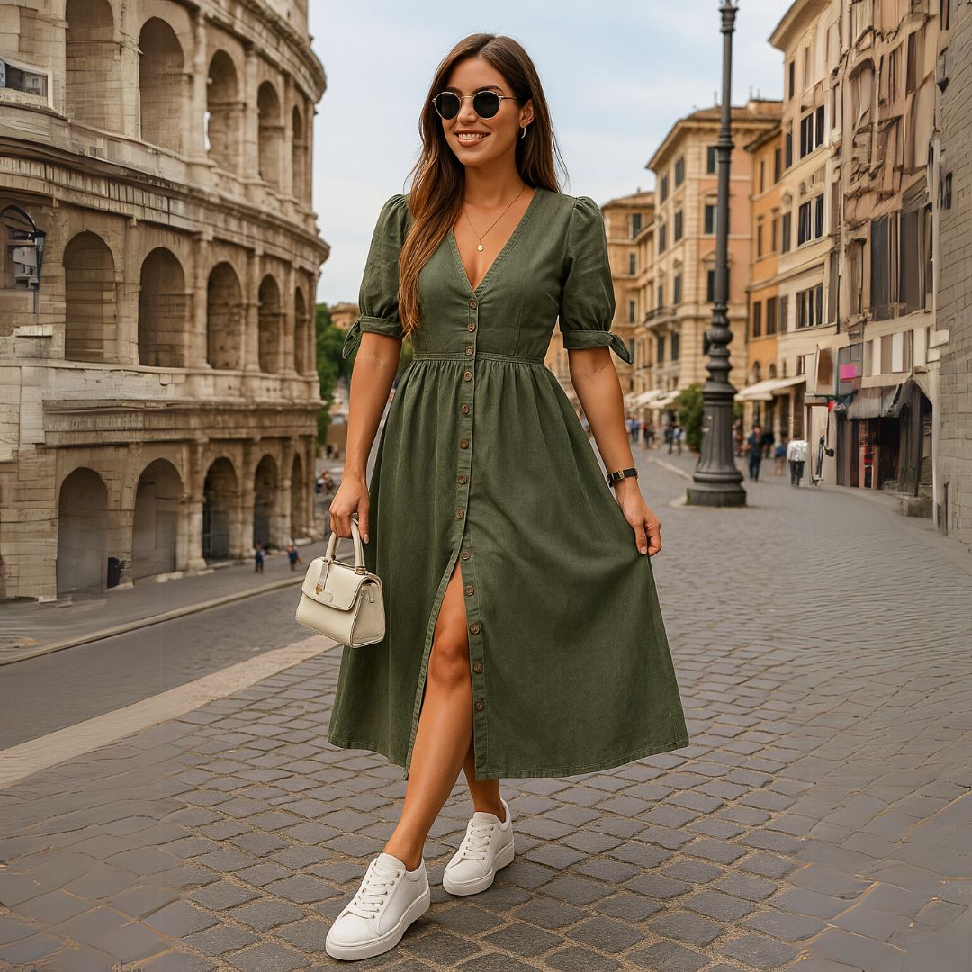 Murphy | Vestido de mezclilla con acentos elegantes