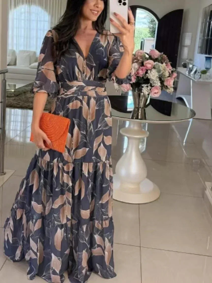 CLAUDIA | Vestido Largo Floral con Ajuste Cómodo para Días Elegantes