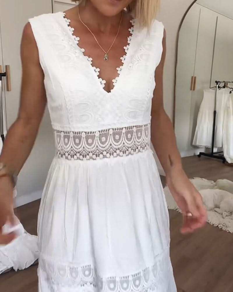 ROSA™ - Vestido de Encaje con Escote en V