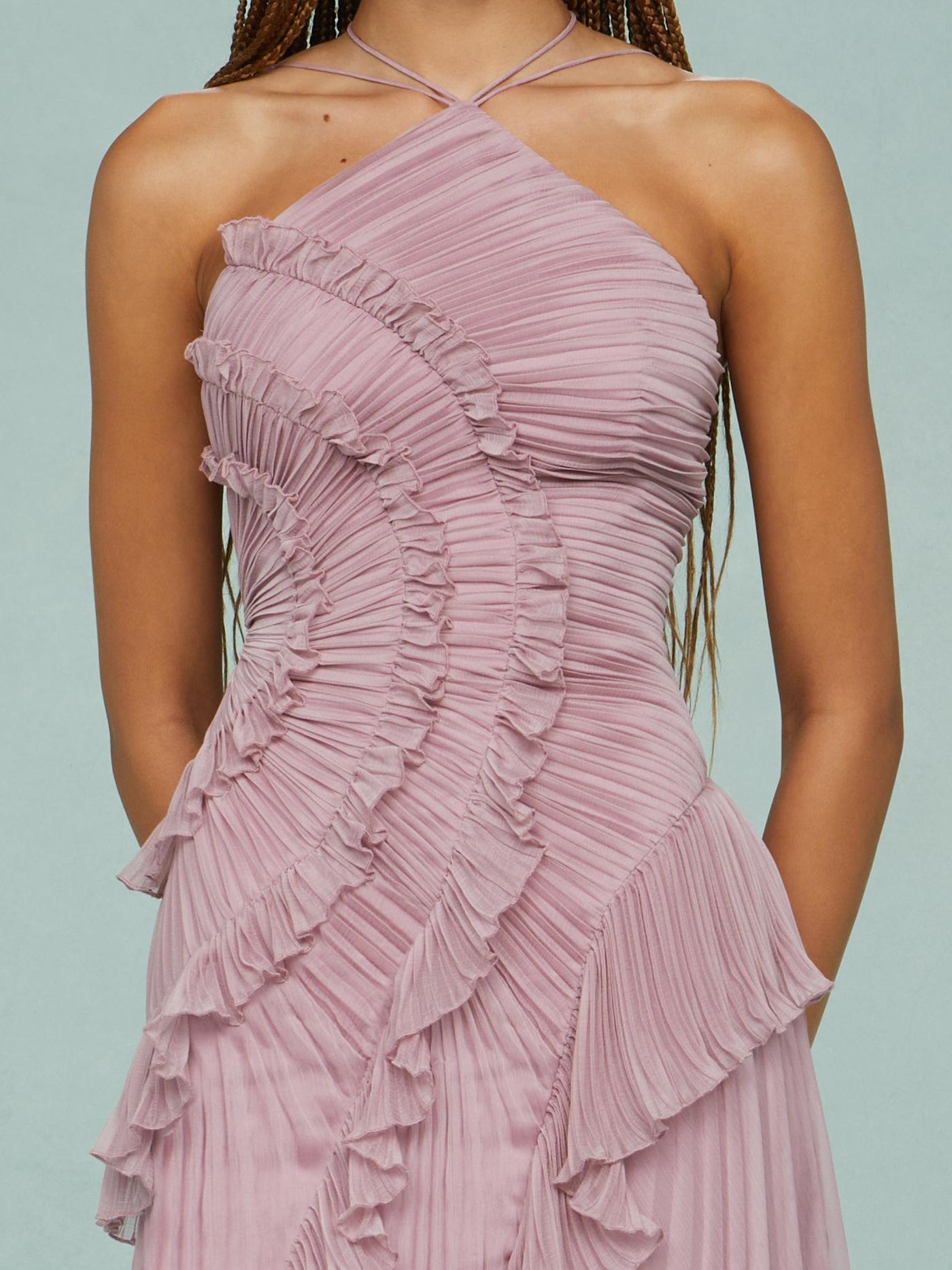 Mireva™ | vestido largo y fluido con estampado de olas oceánicas
