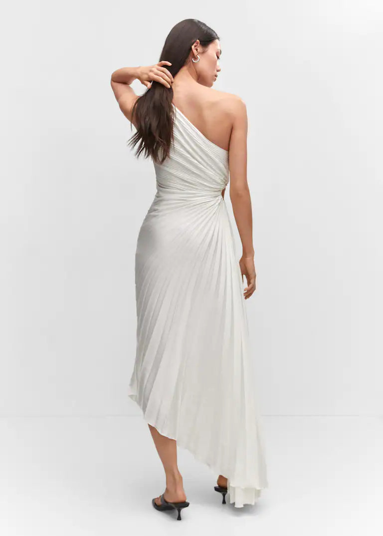 Sylviana - Vestido Midi Plisado de Un Hombro