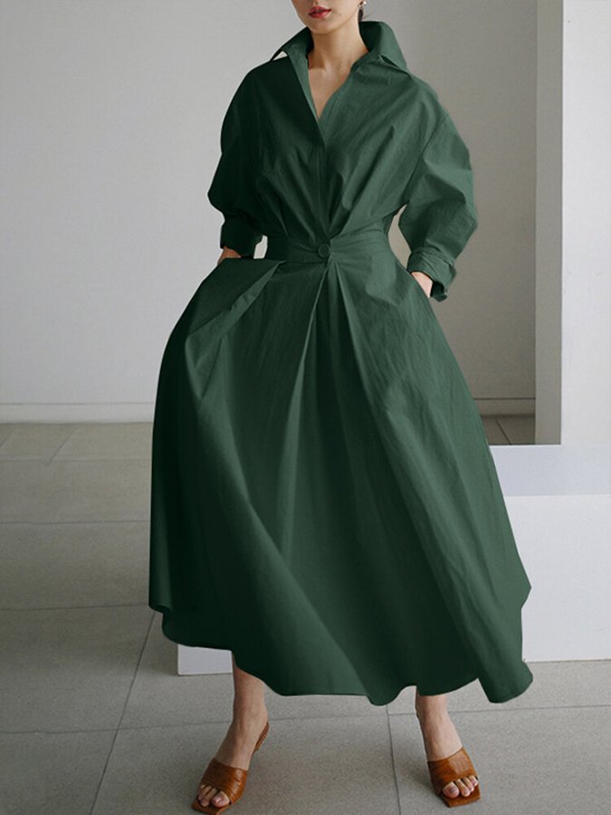 Clemence | Elegante Vestido Midi con Cierre de Botones