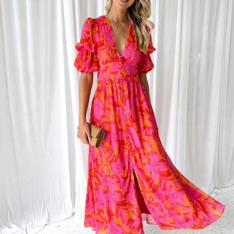 Lavinia | Vestido Maxi Elegante con Estampado Floral
