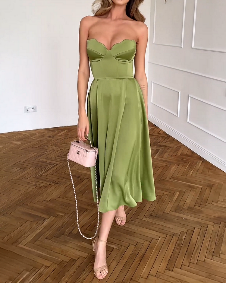 Bianca - Vestido Midi Sin Tirantes Chic