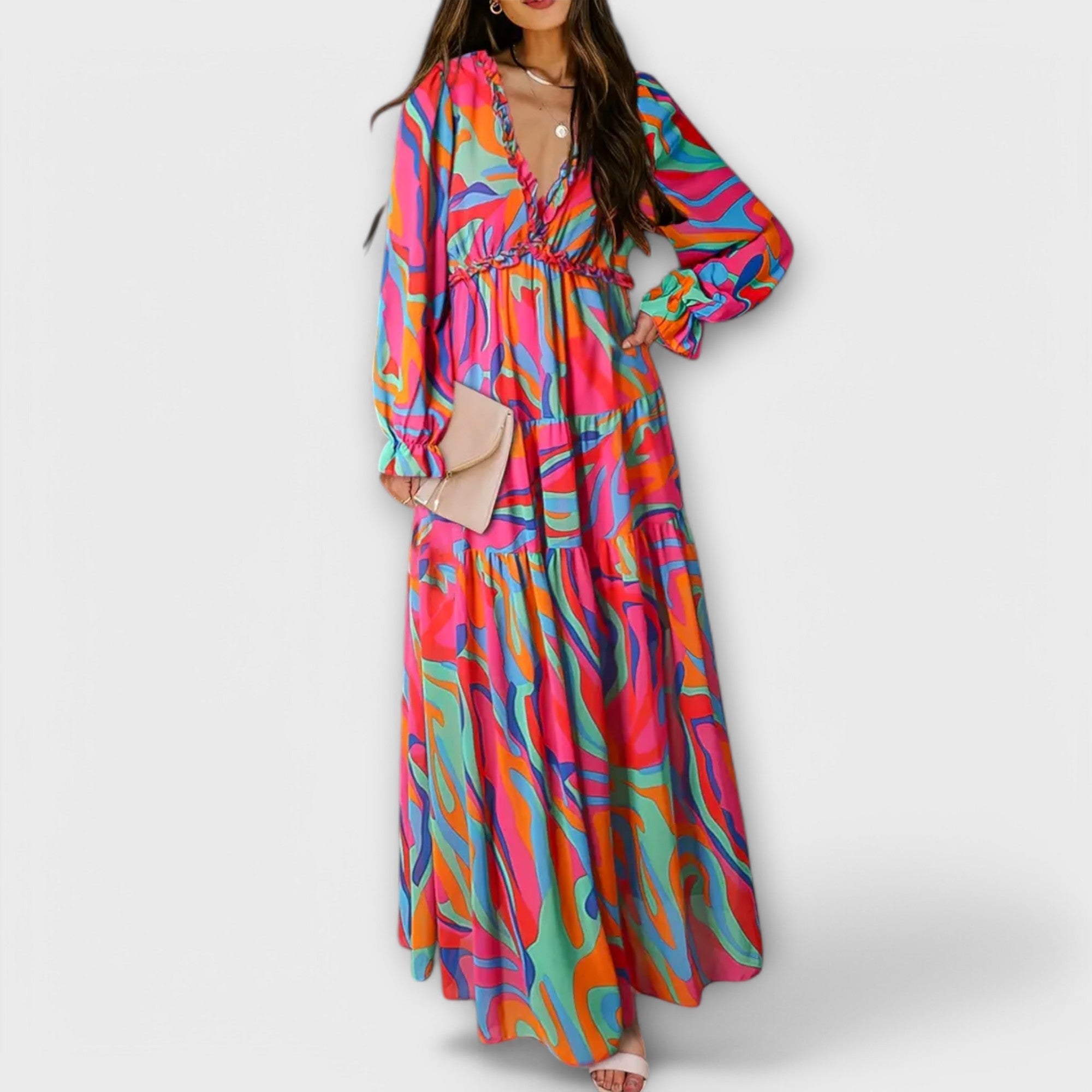 Elle | Maxi vestido floral con escote en V